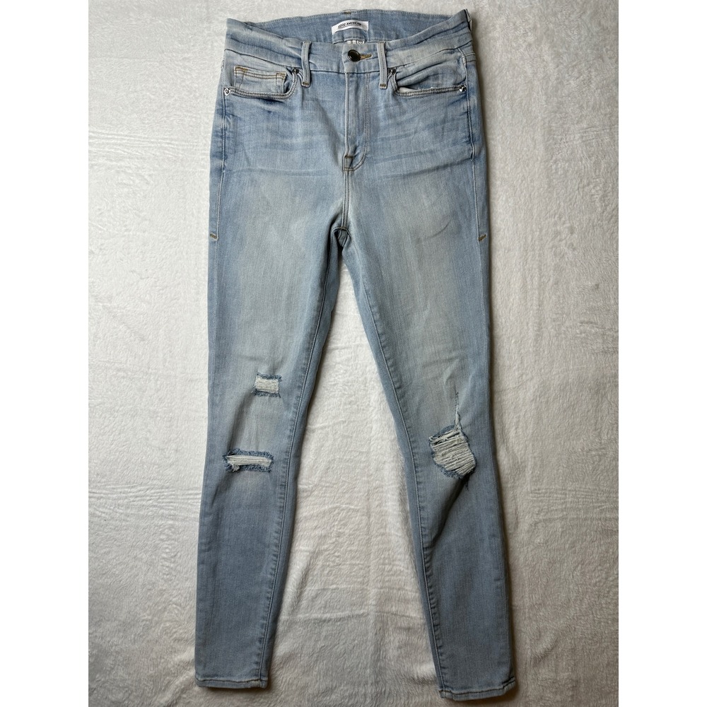 Good American Good Legs Jeans Women 4/27 Light Wash Distressed Skinny